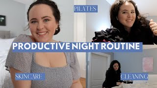 PRODUCTIVE NIGHT ROUTINE 💘pilates, skincare & cleaning