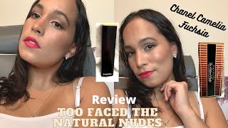 Chanel Camelia Fuchsia Lipstick,Too Faced The Natural Nudes Palette| Makeup, Review| Jasmin Sparkle