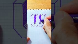 Dibujo letra W en 3D. #drawing #videoshorts #art #dibujo #letras #3d #abecedario #shorts #geometry