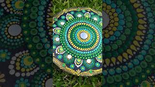 Green Mandala Dot Painting/A simple wooden round wall decor....