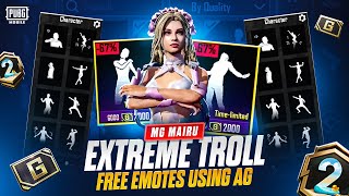 EXTREME TROLL Free Emotes Using AG | PUBG Mobile | MG MAIRU