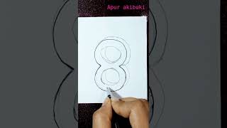 How to draw 3d number '8' | Easy 3d number drawing |#shorts