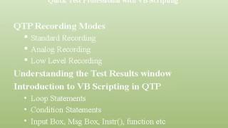 Quick TEST PROFESSIONAL QTP ONLINE TRAINING