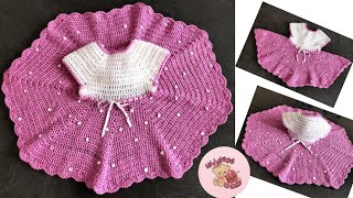 بالكروشيه طريقه عمل فستان شتوى او صيفى شرح مفصل لكل المقاسات robe en crochet