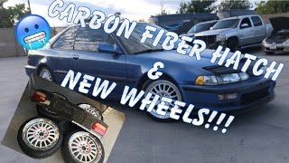 Integra DA gets New wheels!! carbon fiber hatch!!