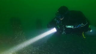 Scubadiving at "Tiller" shipwreck Lake Ontario near St. Catharines.