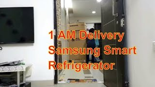 Samsung Refrigerator unboxing Double door biggest smart fridge in India 2018 - Watch Live Delivery