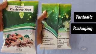 Fantastic Cashew nuts packaging with paper sticker and nylon