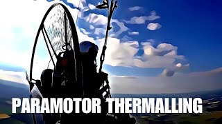 Evening flight -  paramotor thermaling the flatlands in belgium