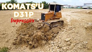 OMG! KomatS'u D31P Dozer Start The Project Landfills Flooded area for Developing & 5T Dump Truck.