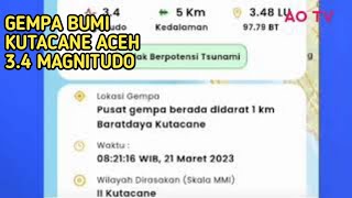 Gempa bumi 3.4 Magnitudo Getarkan kutacane aceh 21/3/2023!