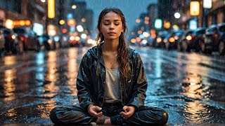 Rainy day 🌧️ Girl Meditates in Middle of Road During Rainstorm - What Happens?