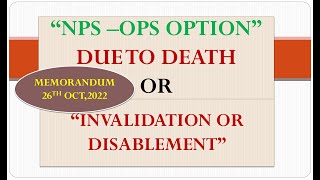 "NPS- OPS OPTION" DUE TO DEATH