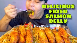 FRIED SALMON BELLY & FRIED NOODLES ( PANSIT ) MUKBANG