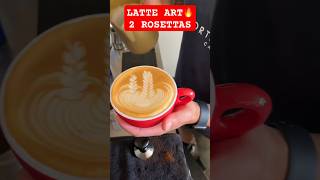 LATTE ART🔥 easiest way to draw two Rosettas #latte #coffeeart #baristadaily #barista #latteart