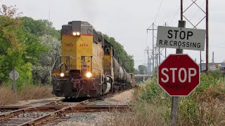 UP 1454 Leading UP Train LTB81 Through a Stop Sign Guarded Interlocking