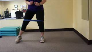 Lower extremity side step with theraband