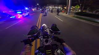 INSANE MIAMI NIGHT RIDE! *QUAD WHEELIES PAST COPS* GVO RIDEOUT