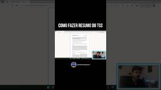 Aprenda a fazer o RESUMO do TCC em 51 segundos! #Shorts