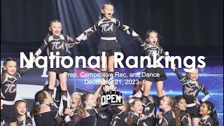 December 21, 2023 - National Rankings for Prep, Competitive Rec, and Dance Divisions