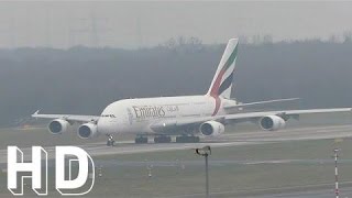 ✈Airbus A380 Emirates takeoff at Düsseldorf Airport/ EDDL, rwy 23L