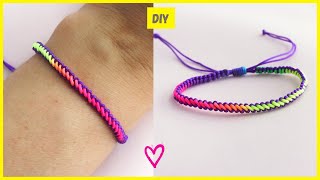 💙 Pulseras de HILO en MACRAMÉ con la técnica de NUDO CRUZADO fácil y bonita #pulserasdehilo