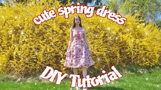 DIY Sewing Tutorial From Scratch: Red Flower Dress with Bow Cutout: Cute Spring Dress