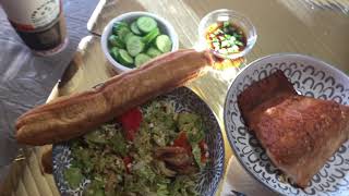 #Cheat day #fried salmon& #sauteed veggies ~ MichigAnalyn