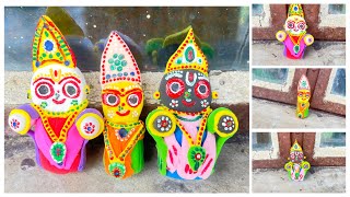 DIY JAGANNATH,BALARAMA,SUBHADRA IDOL🌸🙏🏻 / Air dry clay craft /#rathyatra #jagannath @crafterdebika