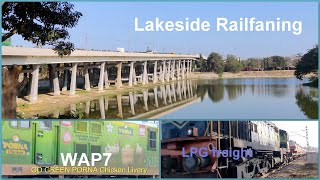 Railfaning - Benniganahalli Lakside Near K R Puram - WAP7 GO Green Livery & More