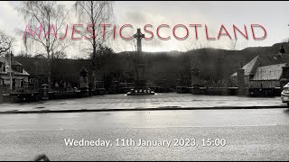 Town Scene at Pitlochry War Memorial, Scotland - 11th January 2023 | 4K | Timelapse