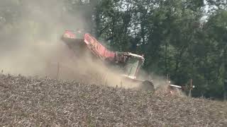 Die 4 reihigen selbstfahrenden Kartoffelroder Grimme VARITRON 470 TERRA TRAC beim Kartoffel Roden im