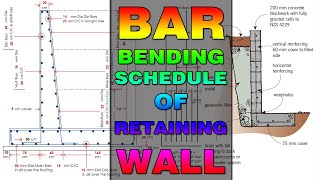 BBS (Bar Bending Schedule) of Retaining Wall | Estimate of Retaining Wall | Volume Calculation Hindi