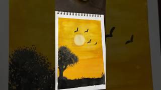 Scenery painting//sun set painting #painting #sunset #drawing #treedrawing