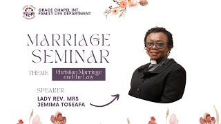 MARRIAGE SEMINAR || THE CHRISTIAN MARRIAGE AND THE LAW || 6TH DECEMCER 2023