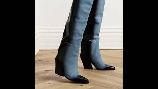 Jimmy Choo Maceo Over The Knee 85Black Dipped Denim Over-The-Knee Boots