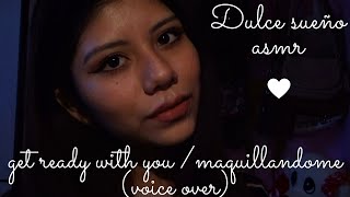 ASMR Español - maquillándome con ustedes/doing my makeup (voice over y soniditos multilayered)