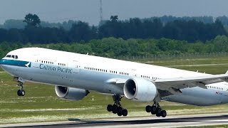 GE90 POWER - Cathay Pacific Boeing 777-300ER takeoff at Düsseldorf Airport