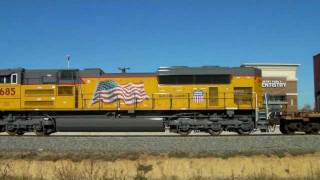 UP 8684 detour stack train on the KCS at Wylie, Tx. 09/06/2011 ©