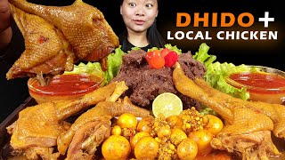 Eating Local Chicken Jhol With Inner Egg & Dhido | Spicy Chicken Curry | Egg Curry | Nepali Mukbang