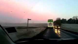 Road drive through Thaxted in Essex in Winter