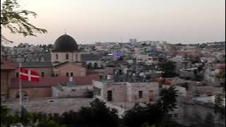 Panoramic view of the Old City of Jerusalem from the Lutheran guest house