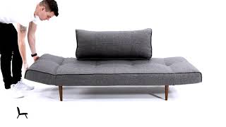 Zeal Deluxe Fabric Daybed w/Dark Wood Styletto Legs by Innovation Living Furniture