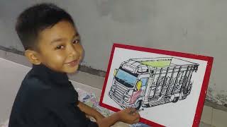 Abidzar belajar mewarnai || gambar Truck