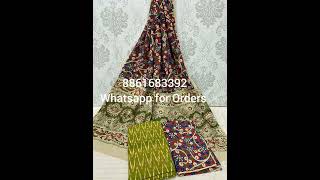 Kalamkari Cotton Dupatta n Bottom with Ikkat Top Materials @stunningwear7951