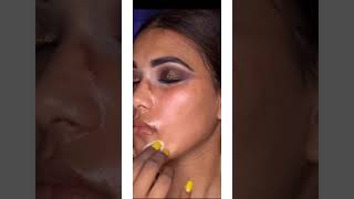 #shorts/nude brown smokey with glittery eyes glam dewy night party/indian wedding guest makeup look