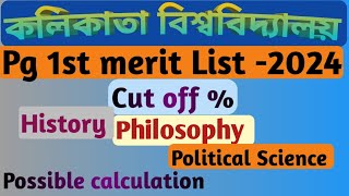 Pg/ma admission 1st merit List 2024,pg subject wise cut off marks, history, philosophy, political sc