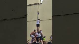 People trying to pick the ham on top #latomatina #spain #2024 #food #festival #tomatofestival(1)