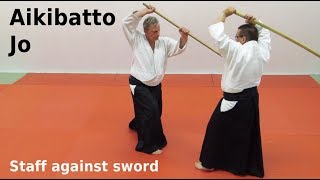 Aikibatto Jo - staff against sword exercises for aikido students, by Stefan Stenudd