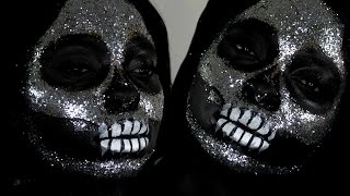 DIAMOND / GLITTER SKULL Halloween Makeup Tutorial // Easy Last Minute Halloween Costume Idea !